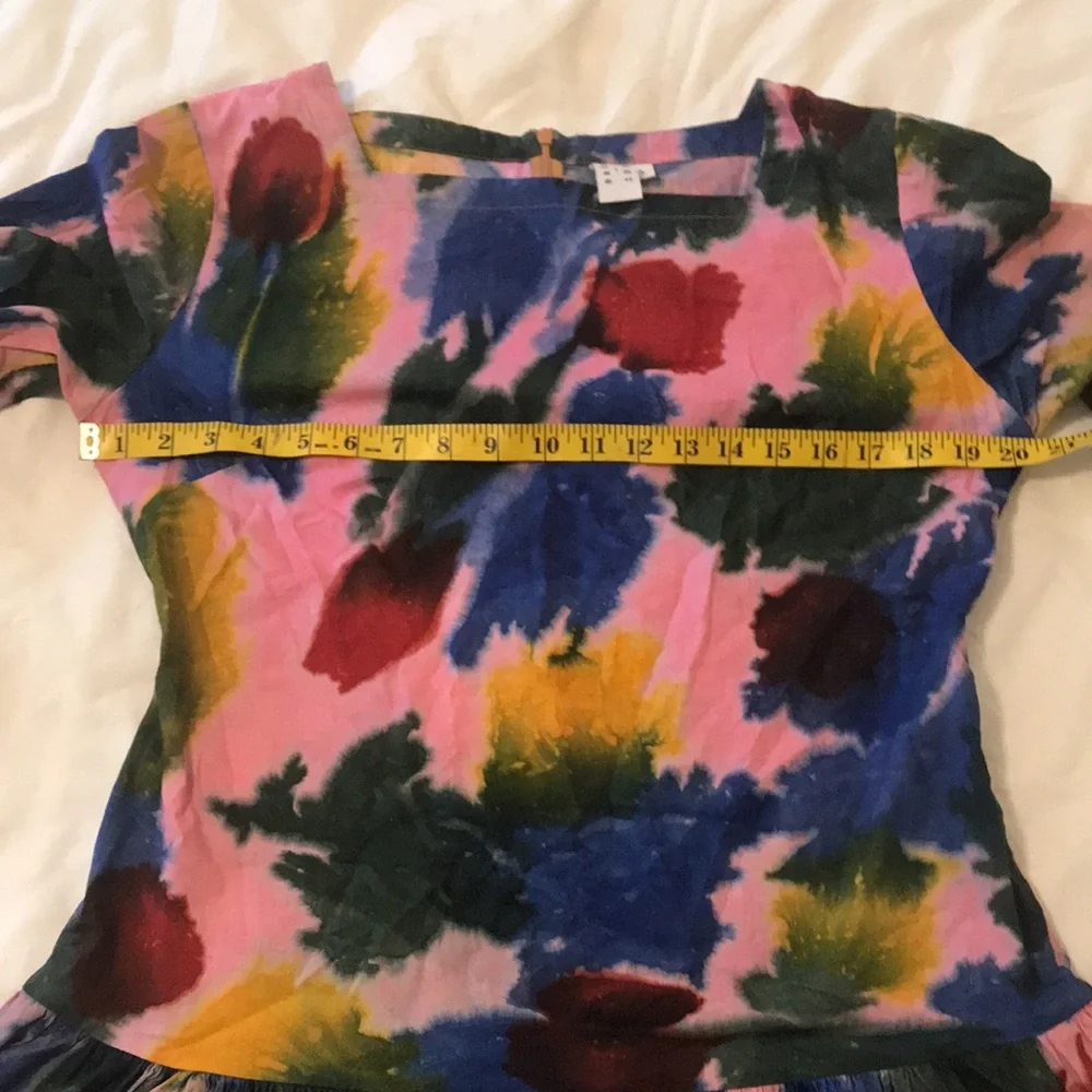 Abstract Floral Midi Dress in Pink, Blue & Green - Picture 12 of 12